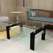 CR100 (Black) Clear glass top and black base coffee table