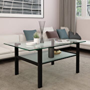 Transparent glass top and black base coffee table main photo