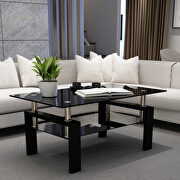 Black glass top and base coffee table main photo