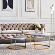 W242 (Gold) Golden metal frame with marble color top modern nesting coffee table