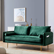 Green velvet fabric sofa with pocket main photo