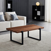 Minimalist coffee table,black metal frame with walnut top- square coffee table