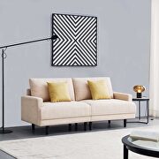 Square armrest beige fabric sofa