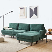 Modern emerald fabric sofa l shape, 3 seater with ottoman