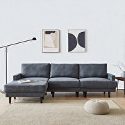 L144 (Gray) Modern gray fabric sofa l shape, 3 seater with ottoman