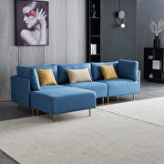 L-shape comfortable blue linen sectional sofa main photo