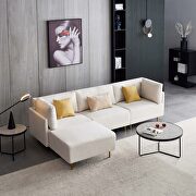 L-shape comfortable beige linen sectional sofa main photo