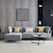 L-shape comfortable gray linen sectional sofa