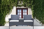 Patio wicker loveseat with build-in coffee table