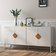 Solid wood special shape square handle design with 4 doors and double storage sideboard main photo