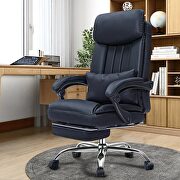 HJ186 (Black) Black high quality pu leather iron plating five-star foot desk chair