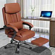 HJ186 (Brown) Brown high quality pu leather iron plating five-star foot desk chair