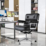 Black genuine leather /pu leather adjustable lifting office chair main photo