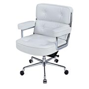 White genuine leather /pu leather adjustable lifting office chair main photo