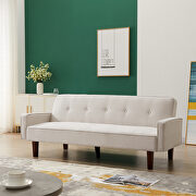 W159 (White) White linen upholstery sofa bed