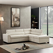 White leather corner broaching sofa with storage main photo