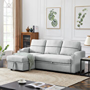 HX919 (Gray) Light gray linen upholstery pull-out storage sofa