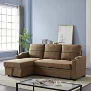 Brown linen upholstery broaching storage sofa main photo