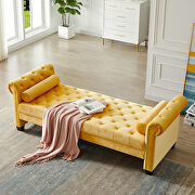Yellow pleuche rectangular large sofa stool main photo