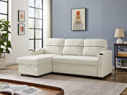 Beige linen upholstery broaching storage sofa main photo