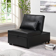 Contemporary black faux leather folding ottoman sofa bed