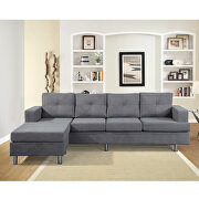Gray reversible sectional sofa set for living room with l shape chaise lounge