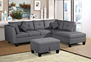 Gray sectional sofa set for living room with right hand chaise lounge and storage ottoman main photo
