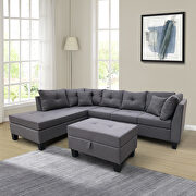 Dark gray sectional sofa set for living room with left hand chaise lounge and storage ottoman main photo
