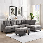 CS505 Gray fabric sectional sofa with chaise lounge and storage ottoman