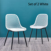 White color set of 2 dining plastic chairs for dining room main photo