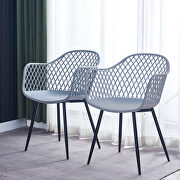 W722 (Gray) Gray color set of 2 dining plastic chairs for dining room