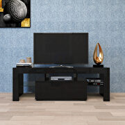 W870 (Black) Black TV stand with led rgb lights,flat screen tv cabinet, gaming consoles