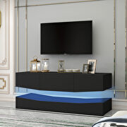 Modern TV stand for 55 inch tv with led lights in black main photo