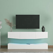 Modern TV stand for 55 inch tv with led lights in white main photo