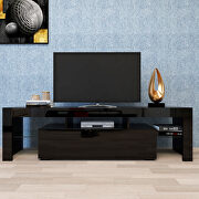 Modern black TV stand, 20 colors led tv stand w/remote control lights main photo