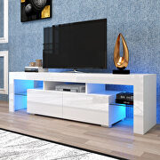 Modern white TV stand, 20 colors led tv stand w/remote control lights main photo