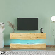 Modern TV stand for 55 inch tv with led lights in oak main photo