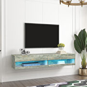 Gray high gloss fronts with matt body wall mounted TV stand with 20 color leds main photo