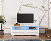 UK008 (White) White TV cabinet with dual end color changing led light strip