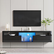 Black modern TV cabinet with open shelves main photo
