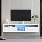 White modern TV cabinet with open shelves main photo