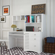 CD002 (White) Office computer desk with hutch antiqued white finish
