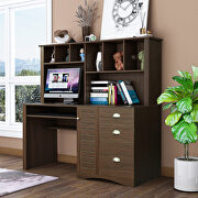 Home office computer desk with hutch in walnut main photo