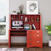 Home office computer desk with hutch in teak main photo
