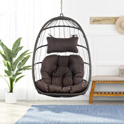 Outdoor wicker rattan swing chair with aluminum frame and dark gray cushion main photo