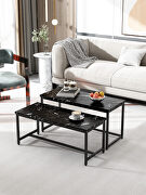 Marble black top modern nesting coffee tables set 2pc main photo