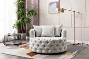 W210 (Beige) Beige modern swivel accent chair barrel chair for hotel living room