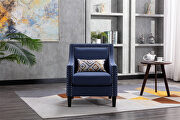 Accent armchair living room chair, navy linen main photo