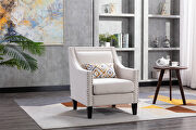 Accent armchair living room chair, beige linen main photo