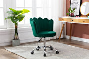 W936 (Green) Green velvet fabric and silver feet base swivel office chair